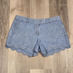 J.Crew chambray shorts with a scalloped hem